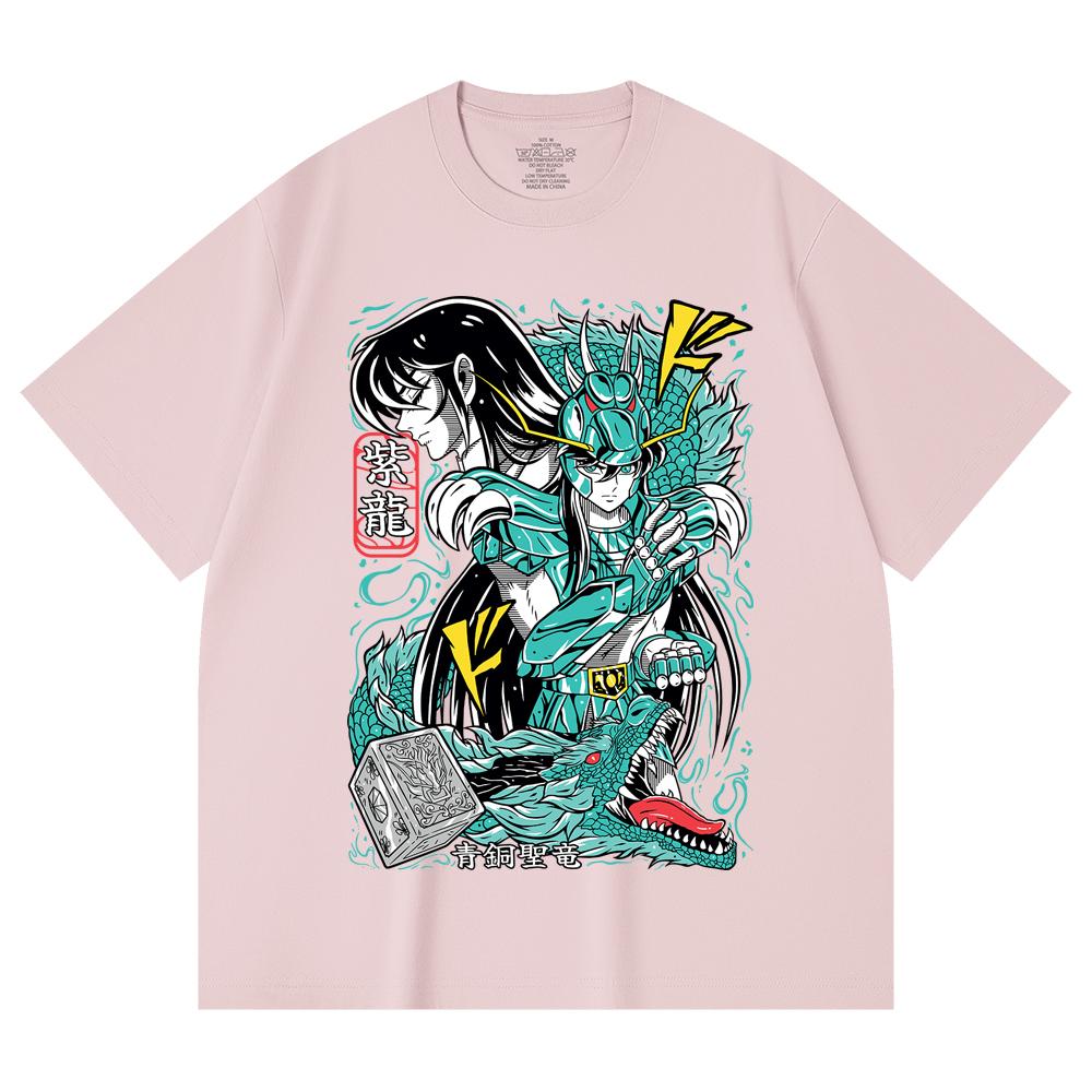 230 g/m² 100% Baumwolle Saint Seiya V8 Shiryu Druck Unisex Schweres Baumwoll-T-Shirt
