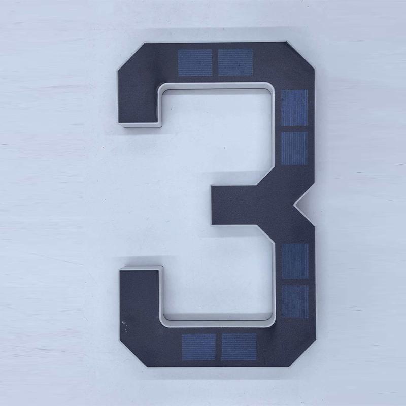 Waterproof Solar House Number Light Modern LED Address Sign with Light Sensor for Outdoor Home Door Yard Wall Decoration Use Set