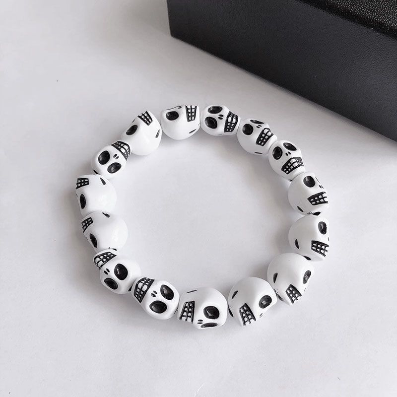 Dark Hip Hop Skull Beaded Bracelet Punk Gothic Retro Couple Bracelet Trend Personality Jewelry