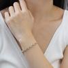 FANCIME Tennisarmband Breite 4mm März Geburtsstein Aquamarin Tennisarmband Zirkonia 14K Gold Platin Silber 925 Sterling Silber Armband für Damen