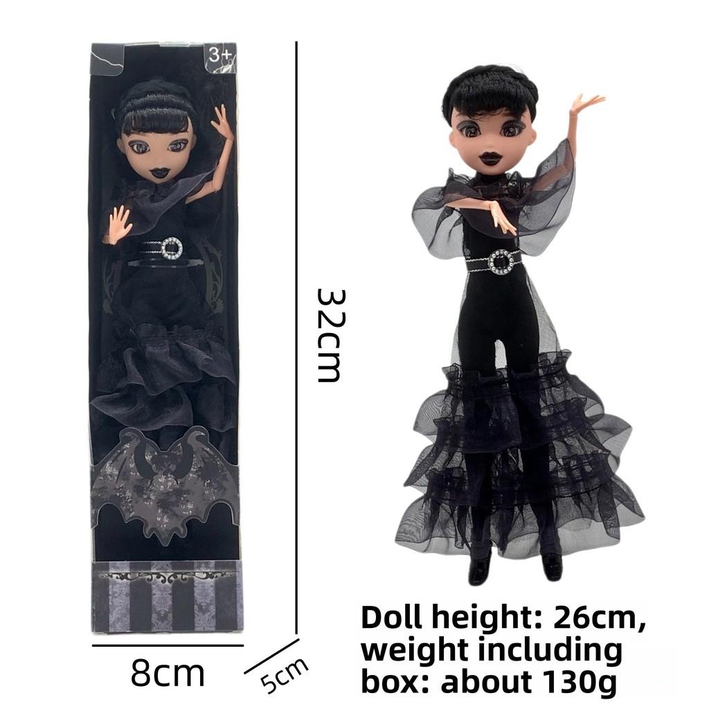 Wednesday Addams 9 Zoll PVC-Puppe mit Schuluniform und dunklem Stil Dekor