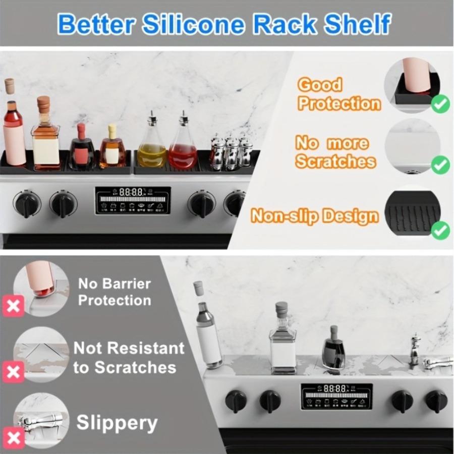 Magnetic Silicone Spice Rack for Stove Oven Top Storage Holder Kitchen Organizer Drying Pad Non Slip Heat Resistant Tool Shelf
