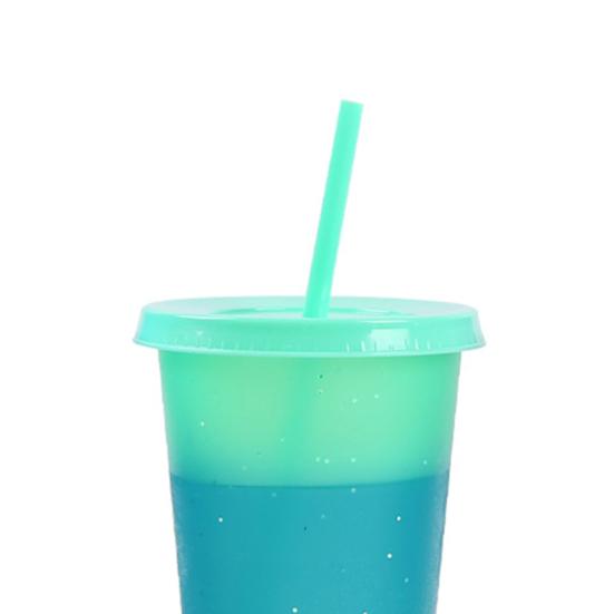 720ML Water Bottle Temperature Sensor Food Grade PP DIY Craft Color Changing Straw Water Tumbler