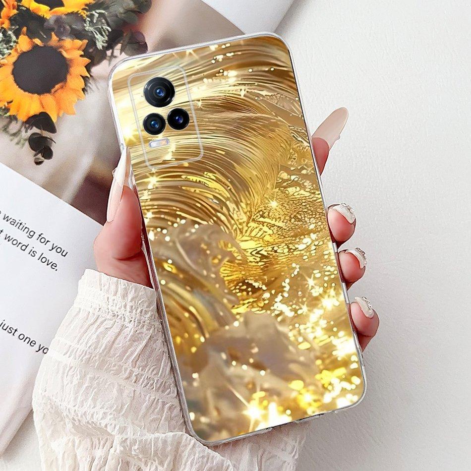 For Vivo V21e V2061 / V21 4G 5G V2050 V2066 Phone Case VivoV21e V 21 4G Elegant Floral Cat Printing Soft Silicone TPU Cases