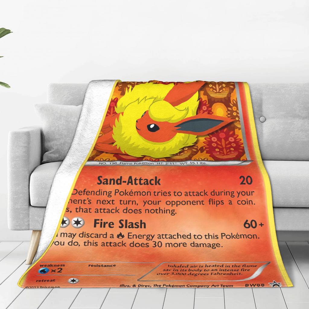 Pokemon Flareon GX Deken Super Warme Comfortabele Pluche Worpdeken Voor Kind Woonkamer Flanellen Sprei Bedsprei
