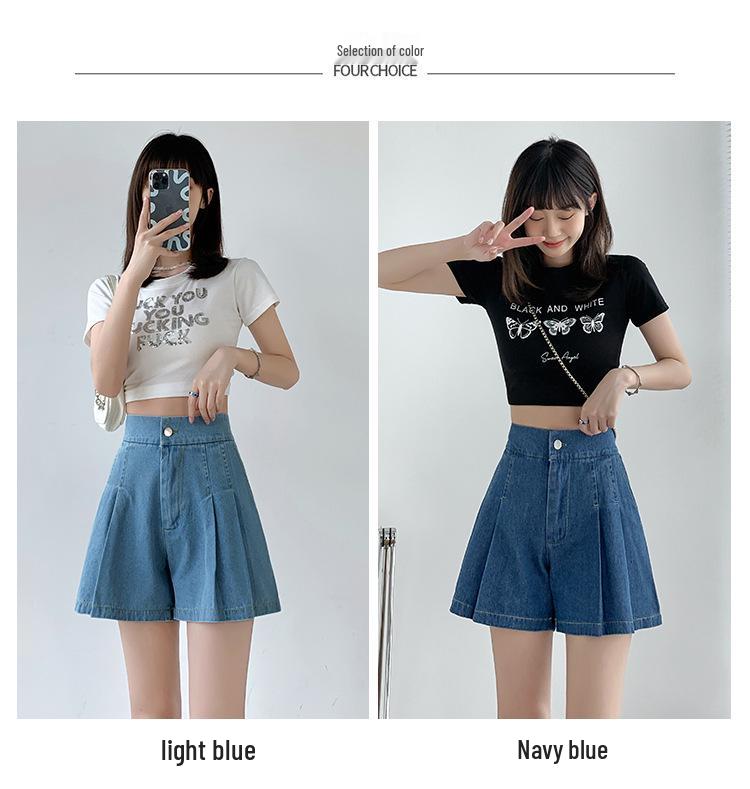 Women's Washed Denim Shorts, 2025 Summer Collection: Loose Wide-Leg Design, Elastic High Waist, Casual Fit.