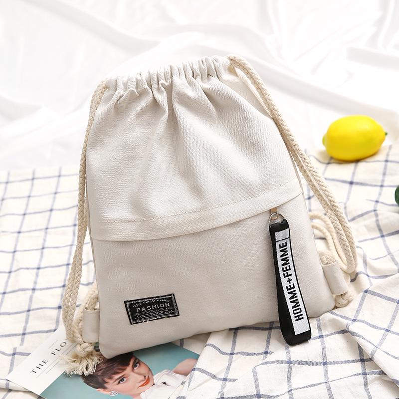 Women's Lightweight Canvas Drawstring Backpack for Tutoring and School 