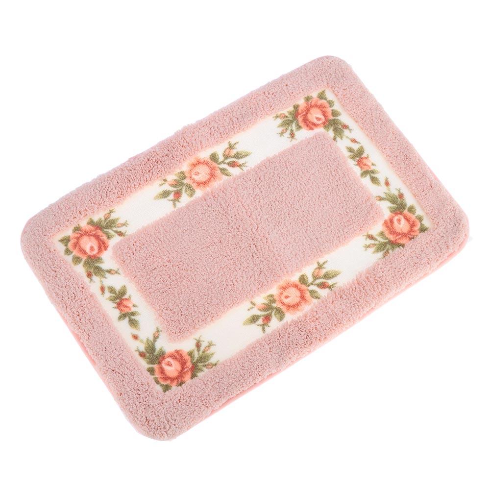 1 Pcs Pink Flower Rug Non-Skid Floral Bathroom Rug Easy To Use Bathroom Rugs  Bathroom
