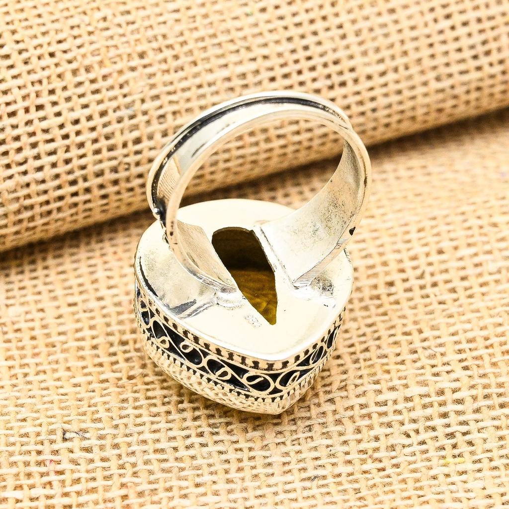 Citrin Edelstein Handgefertigt 925 Sterlingsilber Herzform Schmuckring für den Gedenktag