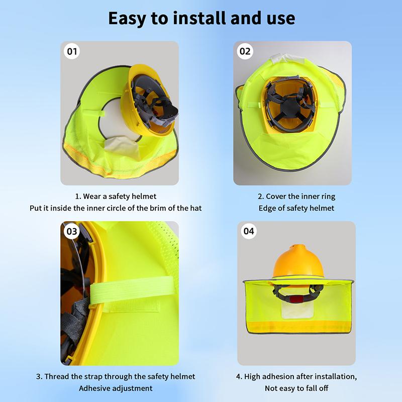 Cappello di sicurezza con protezione solare estiva, protezione per il collo, strisce riflettenti, berretto di sicurezza per lavoratori edili