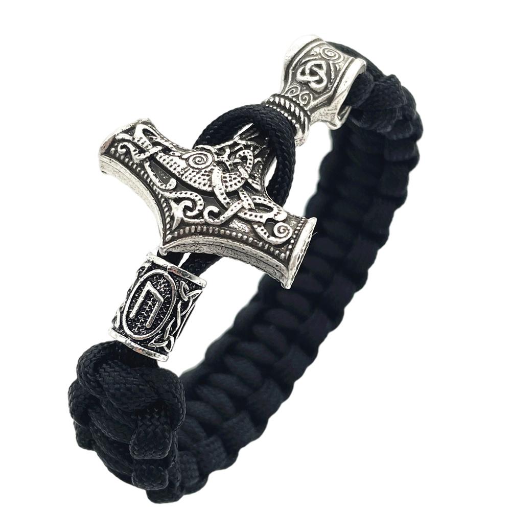 Nostalgia Thor Hammer Viking Bracelet Rune Charms Bead Jewelry For Women Men Norse Vikingo Bangle Dropship