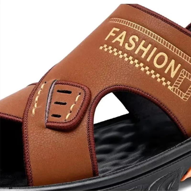 Patent Leather Men's Summer Shoes Man Fashion Casual Comfortable Black Flip-flops Sandals Male Adult Sneakers New Men Slippers