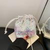 Sequined Drawstring Bucket Tote Bag Women's New Fashion Versatile Shoulder Bag Trendy Messenger Bag
