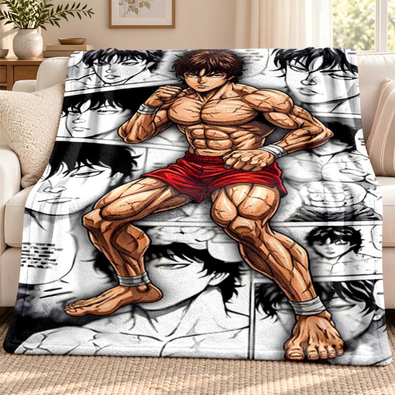 Baki Hanma blanket Flannel Blanket Soft Cozy Plush Throw for Sofa Bed Lightweight Home Decoration Outdoor camping