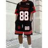 Summer men's short-sleeved short pants set with digital prints breathable and
