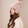 Fleece warm knitted ear protection hat women's winter cold-proof pullover wool hat outdoor cycling sports plush hat