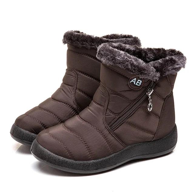 Winter Snow Women's Boots Comfortable Women's Boots Waterproof Women's Zipper Shoes Women's Soft Fur Women's Boots Plus Size 44