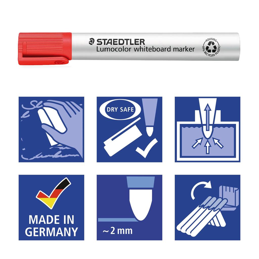 STAEDTLER Whiteboard Marker Lumocolor Chisel Tip Bold 4 Colors 351 B WP4