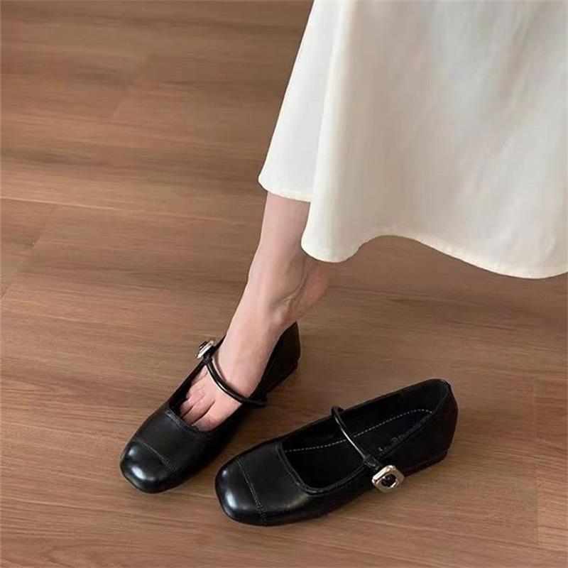 Flat Silver Single Shoes Women's New Spring and Autumn Mary Jane Small Leather Shoes Doudou Shoes Gentle Evening Shoes