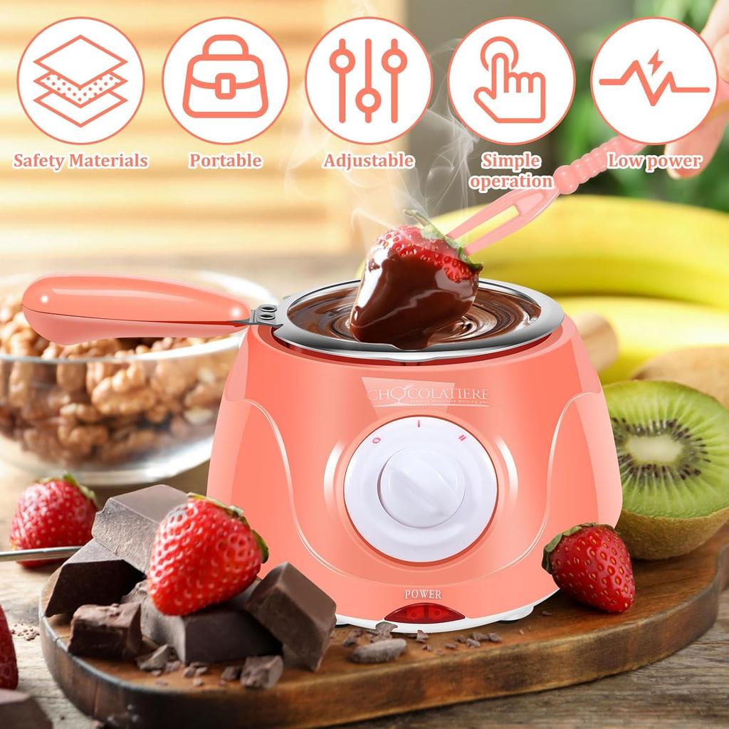 Chocolate Melting Pot, 8.45 Oz Electric Chocolate Melter, 2-Speed Adjustable Temperature Chocolate Tempering Machine, Easy to Use Chocolate Warmer