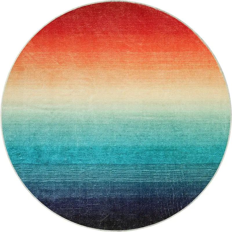 Gradient Coloured Irregular Shape Soft Puffy Rug Living Room Bedroom Rug Modern Home Decoration
