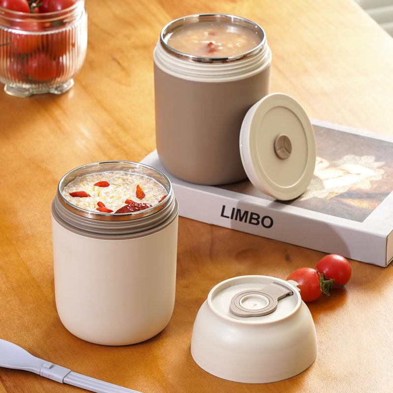 450ml Stainless Steel Lunch Box Thermal Breakfast Cup With Spoon Food Jar Containers Insulated Soup Thermos Vacuum Cup Lunchbox