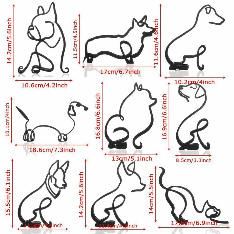 Metal Home Office Dogs Statue Modern Abstract Art Sculpture Ornaments Decoration