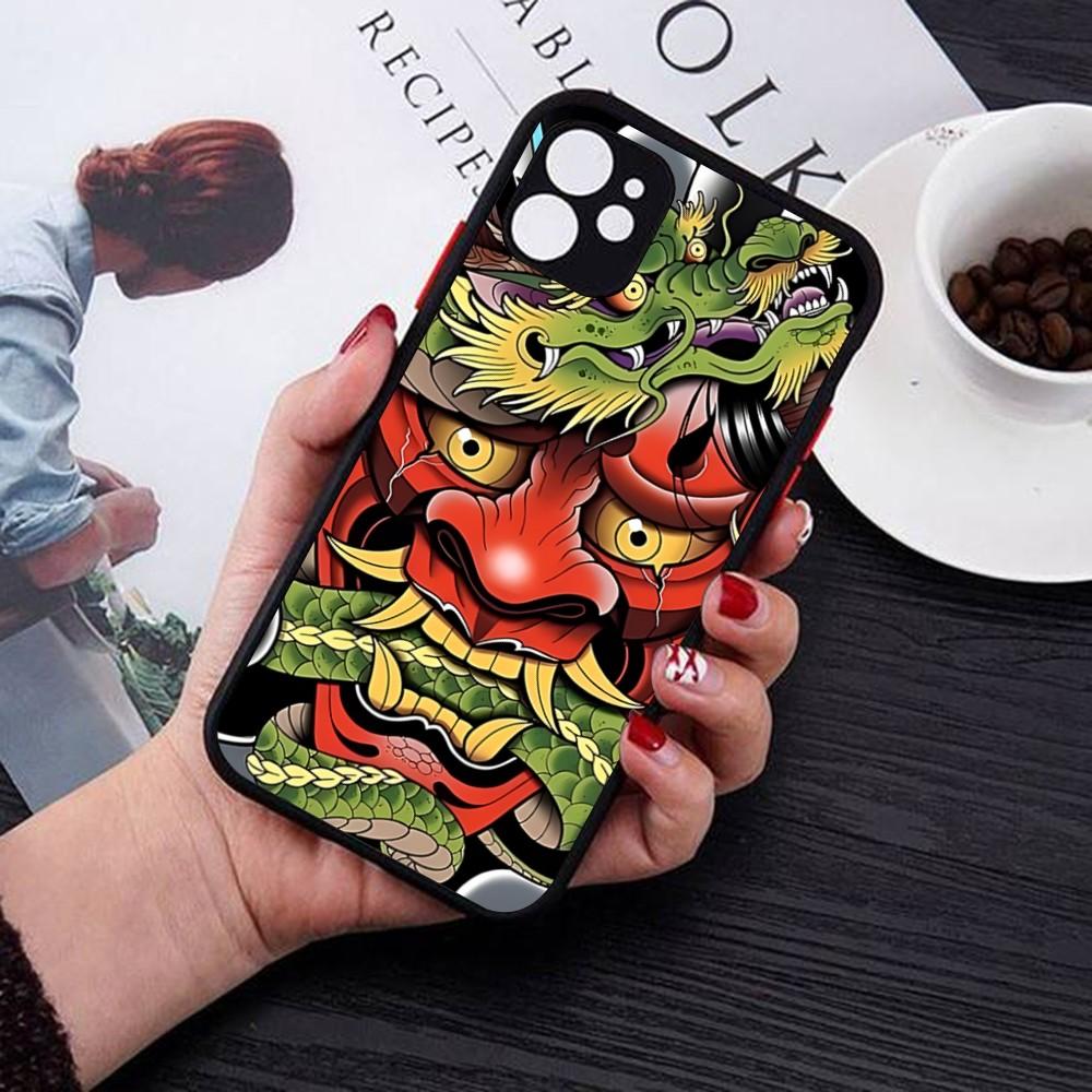 Samurai Oni Mask Phone Case For IPhone 14 11 12 13 Mini Pro Max 8 7 Plus X XR XS MAX Translucent Matte Cover
