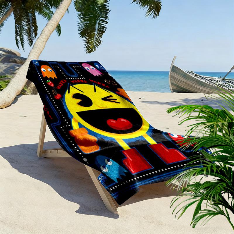 Pacman Print Beach Towel, Large Soft Quick Dry Towel for Beach Camping Swimming