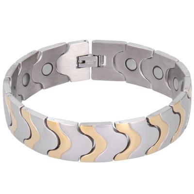 Magnetisches Armband Einzelreihe 2-Farben Ti-Stahl Schmuckzubehör Geschenke Handwerk 1,6 cm BreiteSilber
