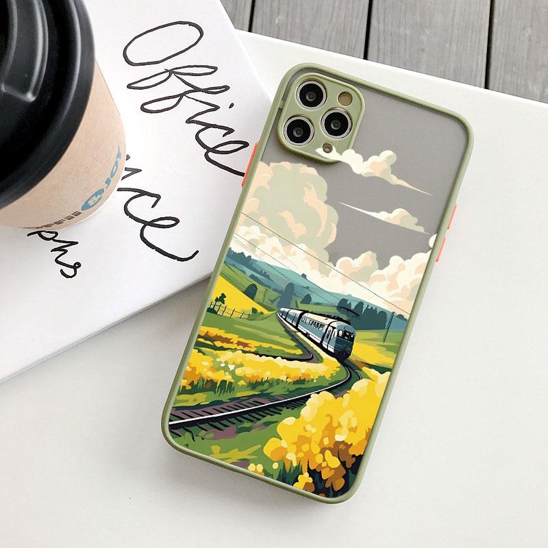 Field Flower Scenery Phone Case For iphone 7 8 Plus SE2 16 15 11 12 13 Pro Max 12 13 Mini 14 Plus X XR XS Shockproof Cover Funda