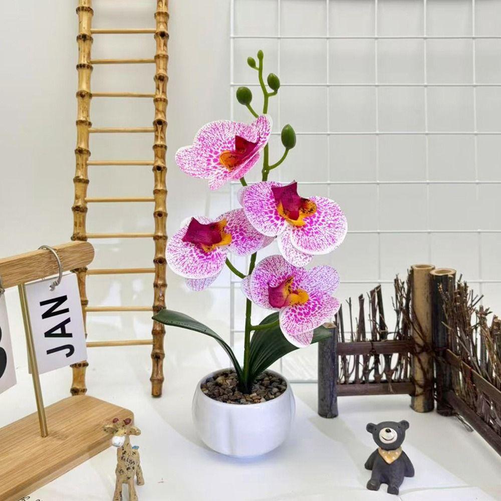 Multicolor Simulation Flower Potted White Flowerpot Faux Potted Plant Orchid  Office Decoration