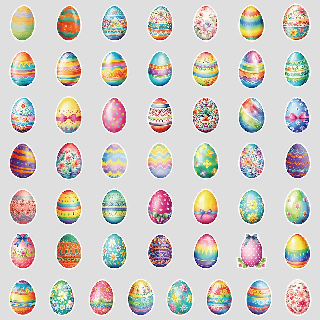 50 Easter Egg Graffiti Stickers for Mobile Phones and Computers, Waterproof Decorative Stickers, Creative Easter Stationery Stickers