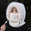 Autumn and Winter Hat Women's Scarf Integrated Fleece Thickened Thermal Hat Outdoor Cycling Hat Windproof Thermal Hat