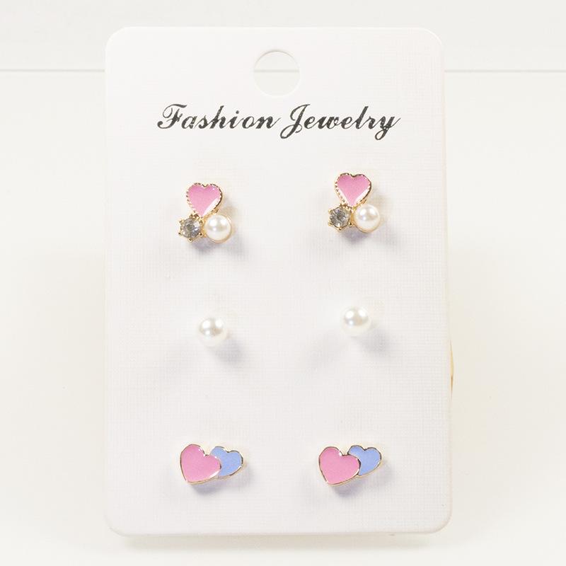 S925 silver needle simple temperament set love small stud earrings versatile temperament small fresh student ear stud earrings серебряный