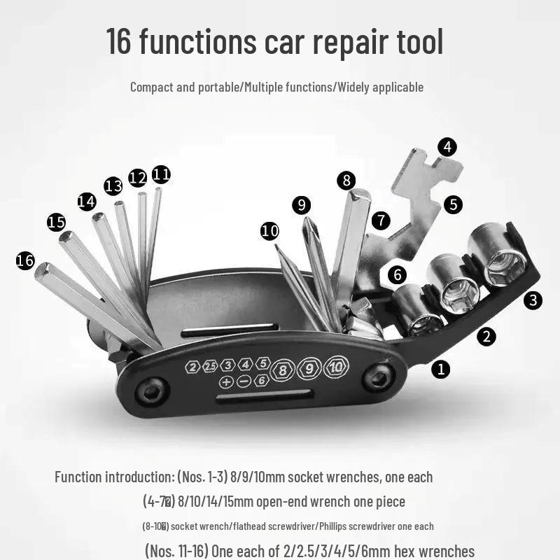 Newcomer Discount: 16-in-1 Bicycle and Car Repair Hex Key Wrench Set