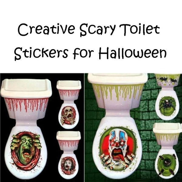 Halloween Home Decoration Horror Toilet Lid Stickers