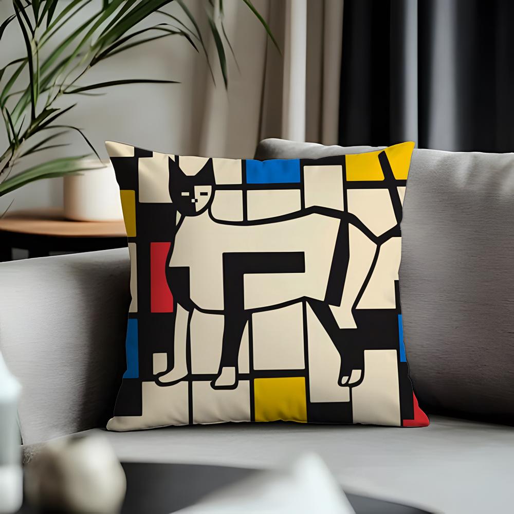 Trending BBauhaus Geometryer Cushion Cover Antidustmite Pillowcase Invisible Zipper Silky Short Plush Sofa Cushion Cover
