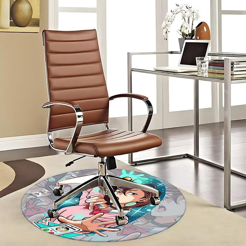 

1pc Anime Cartoon Design Okarun Character Round Carpet - Office Chair Mat, Non-Slip Rug for Home Decor, Living Room 80cm
