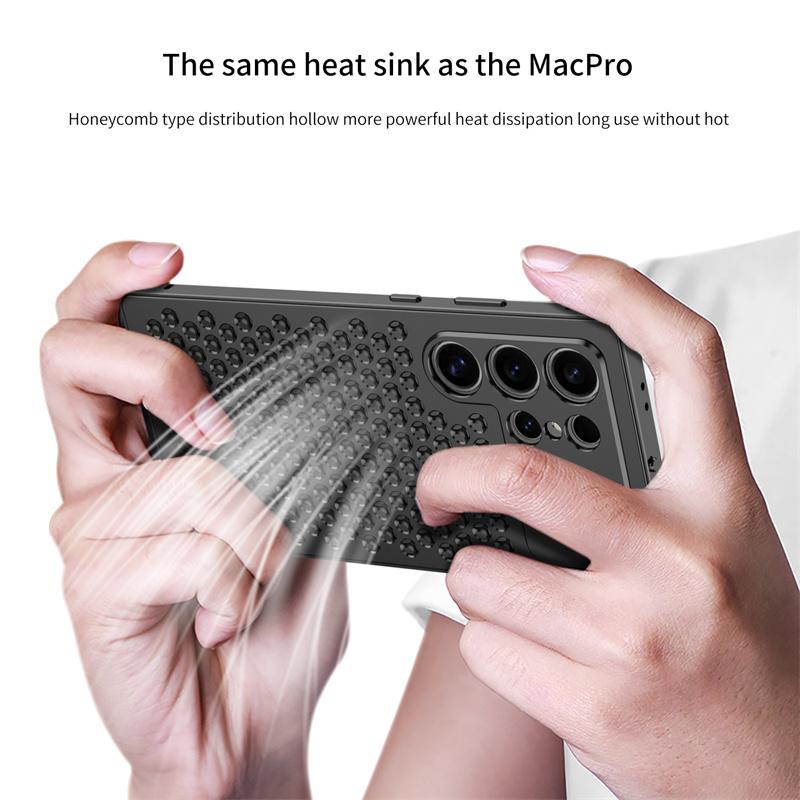 Luxury Metal Cooling Phone Case for Samsung Galaxy S23 S24 S25 S26 Ultra Detachable Honeycomb Hole Aromatherapy Phone Cover