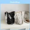 Fashionable Spring Lace Shoulder Tote Bag 2024 New Bucket Bag Women Casual Commuting Underarm Bag In Black And Off-white