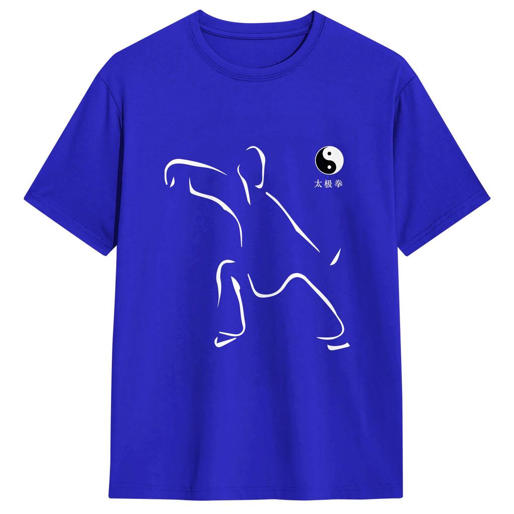 Tai Chi T-Shirt Sommer Baumwoll-T-Shirts Für Unisex Hippie Lässiges T-Shirt Kurzarm Street Style Oberteil Tees