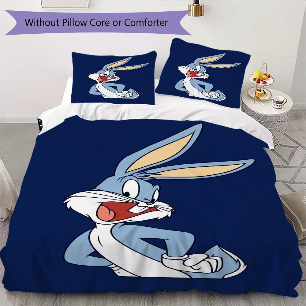Bugs Bunny Pattern Bedding uilt Set uilt Cover Pillowcase Home Decoration Birthday Gift (1 * duvet cover + 2 * pillowcase without core)