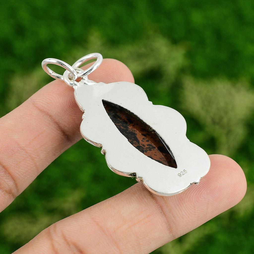 Daughters Day Deal Sterling Silver Natural Mahogany Obsidian New Pendant Jewelry