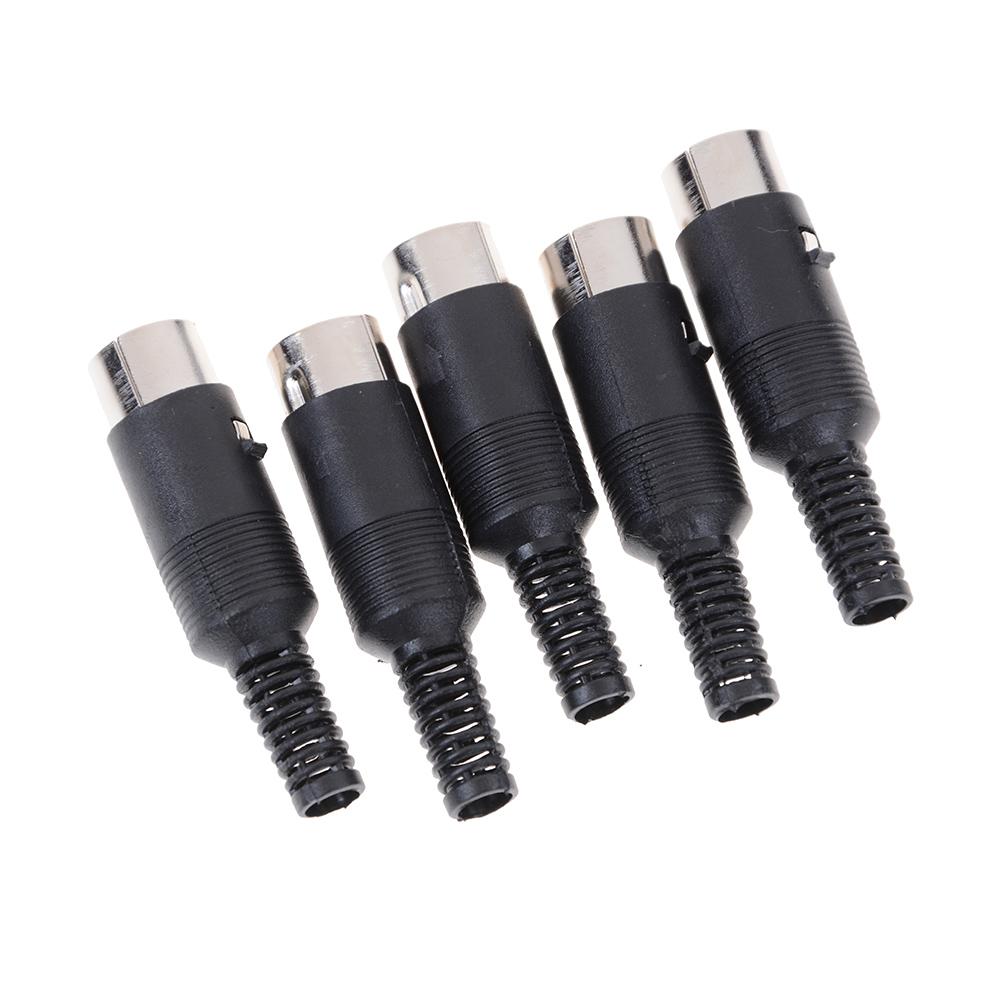 5pcs/lot DIN Male Plug Cable Connector 5 Pin with Plastic Handle Black Color Wholesale