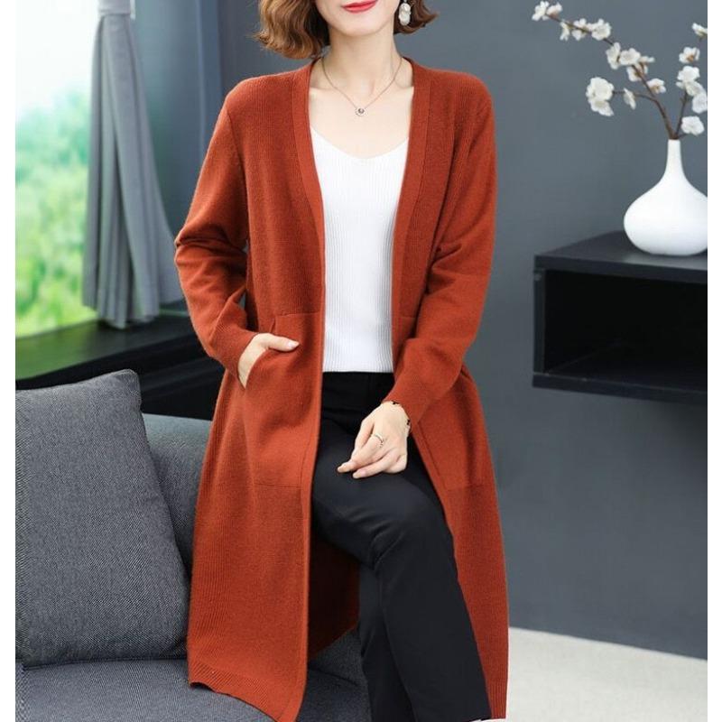 Spring and Autumn Loose Large Size Sweater Outerwear Sweater Coat Women's Knitted Cardigan Women's Long Style