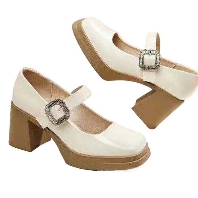 

Модные женские туфли Мэри Джейн на толстом каблуке, весенние туфли-лодочки с круглым носком, туфли на платформе для женщин, студенческие женские туфли на каблуке в стиле Лолита 40 покинуть белый