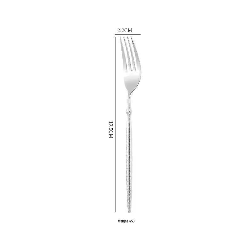 Western Cutlery Set: Hammered 304 Stainless Steel Knife, Fork, Spoon, Dessert Spoon, Fruit Fork, Steak Knife