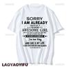 Sorry I Am Already Taken By A Freaking Awesome Guy Husband Couple T-Shirt Fashion Funny Husband and Wife T Shirt  Short-sleev