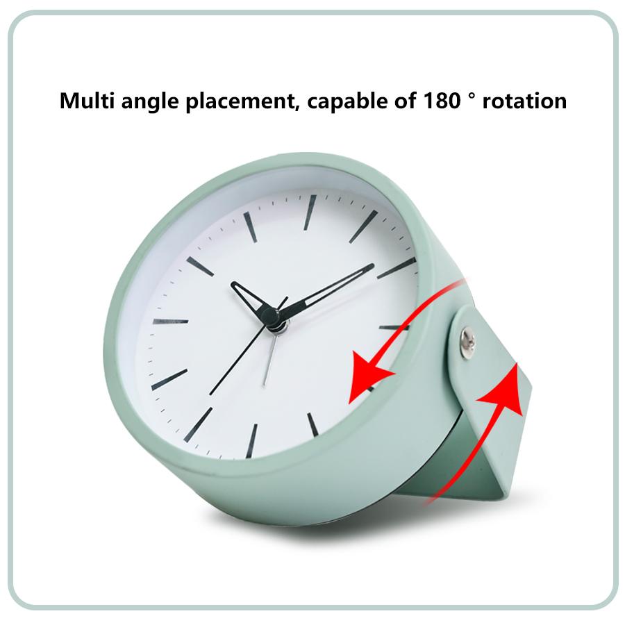 1pc 4.5 inch metal rotating quartz alarm clock, simple desktop silent clock, suitable for home and office decoration